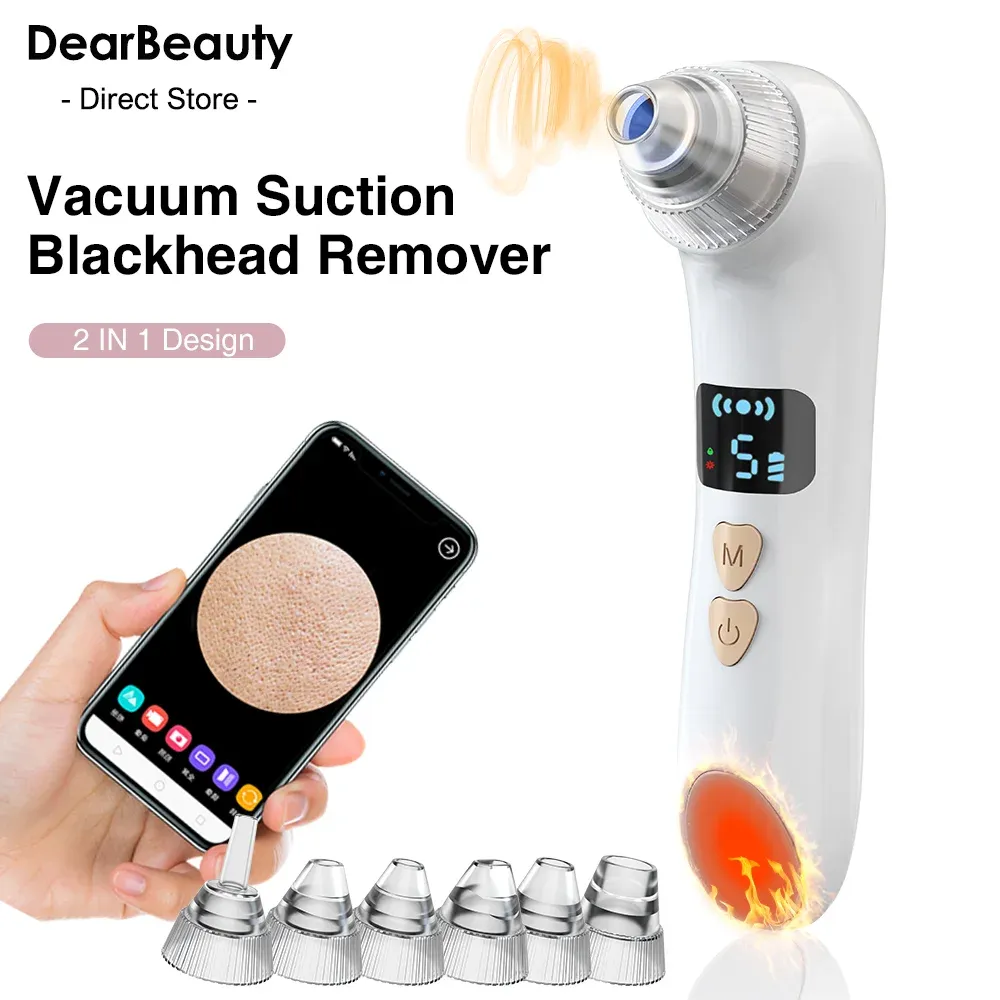 Aspirateur visuel de pores de dissolvant de points noirs de chauffage de rouge à lèvres pour le nez, visage, peau, ventouse d'acné, outils d'élimination de taches d'aspiration rechargeables USB