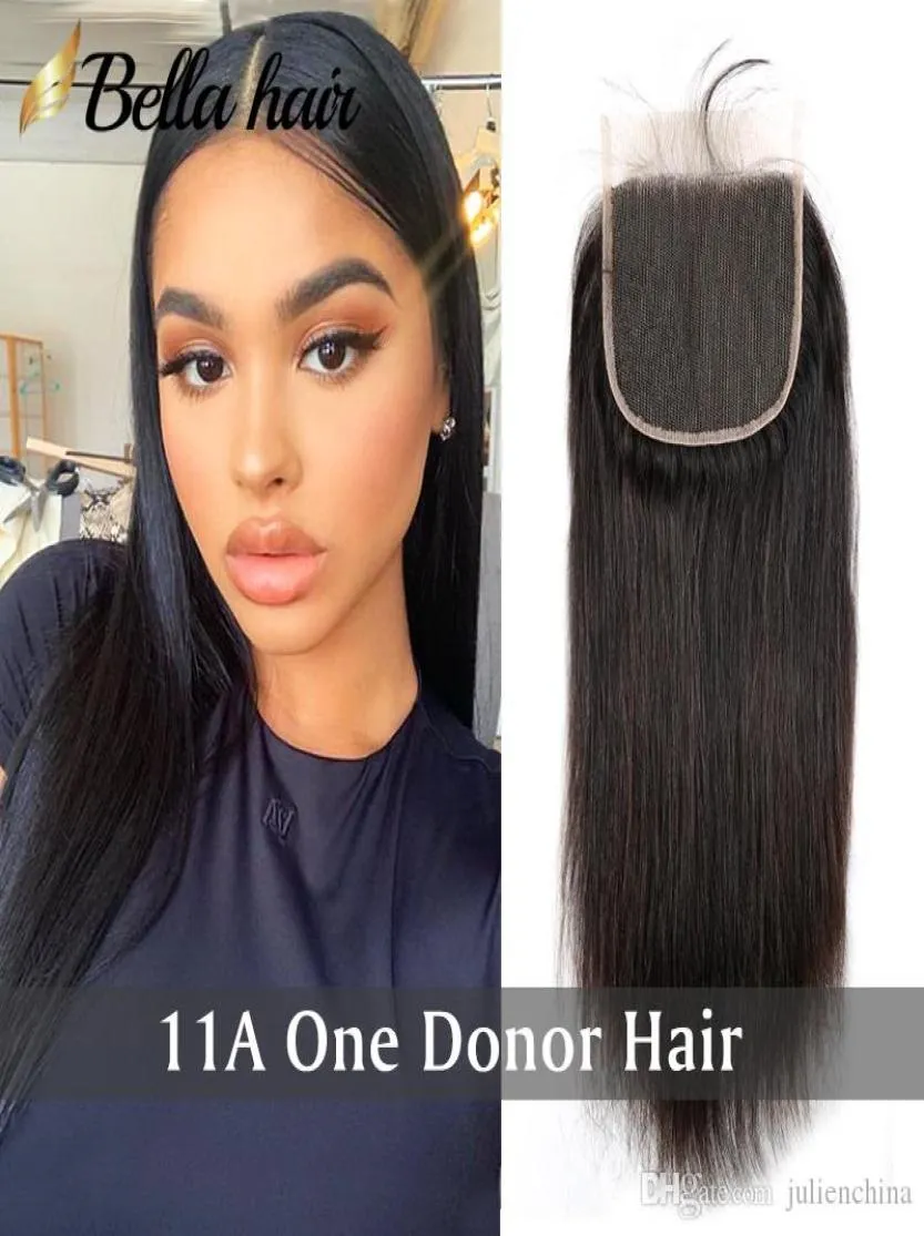 11A 4x4 TOP HD Lace Closure Medium Brown 100 Brazylijskie koronkowe Clousre Human Hair Fragment Silkty Prost 822 cala Naturalna czarna puszka 5658264