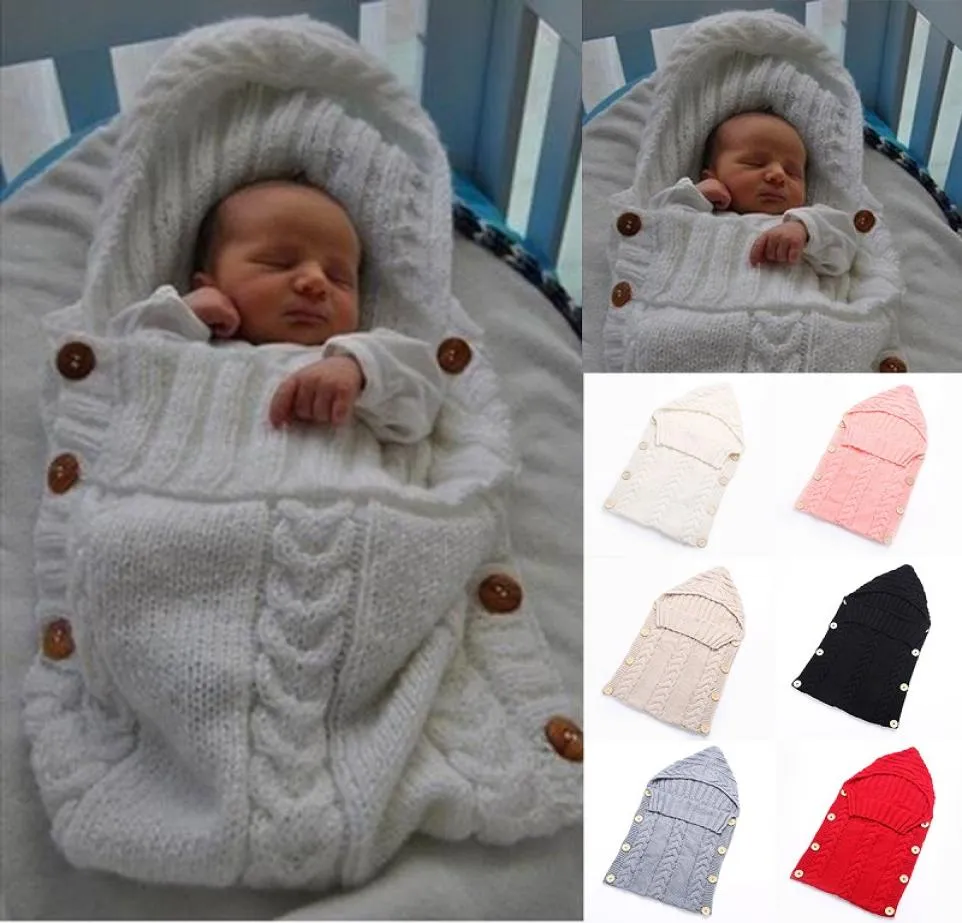 6 färger pyjamas nyfödd baby spädbarnsduk stickad sovsäck varm ull blandar virkning stickad hoodie swaddling wrap bra kvalitet7990308