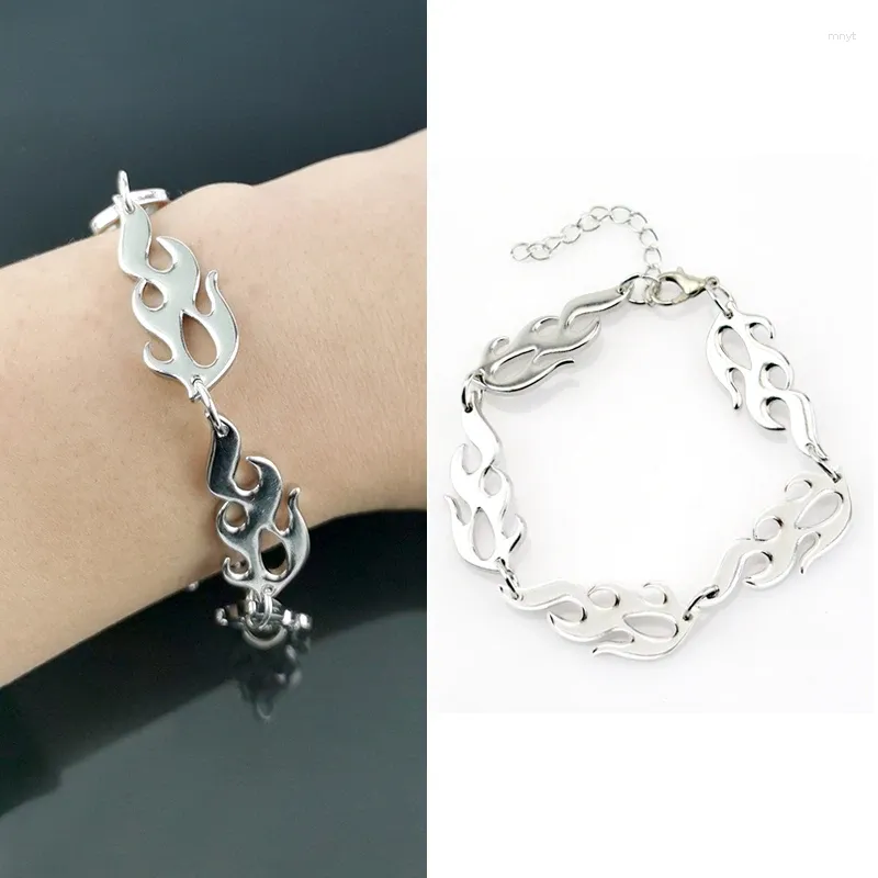 Link Armbänder Flamme Halskette Sets Punk Zubehör Hip Hop Kette Unisex Halsband Harajuku Für Frauen Männer Streetwear Geschenk Partei Schmuck