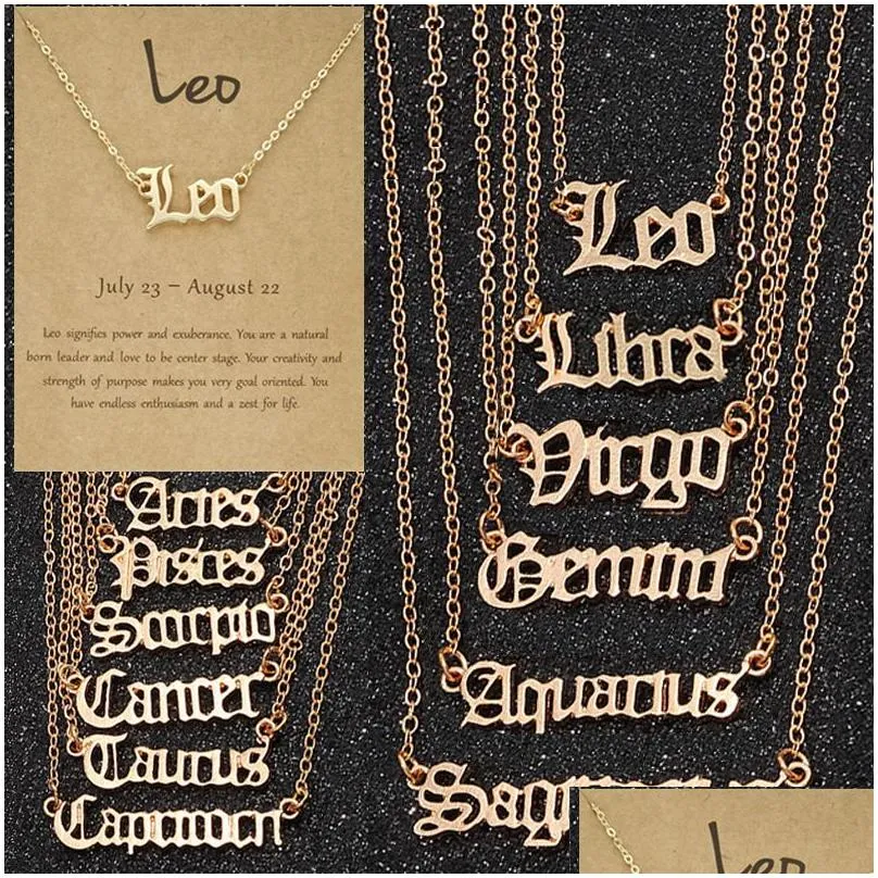 Pendentif Colliers Vintage Twee Constellations Lettres Femme Collier En Or Designer Bijoux Alliage Sier Le Zodiaque Sud-Américain Wome Dhebq