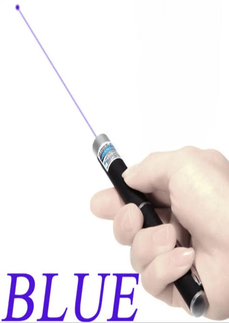 Stylo laser à lumière bleue 5mW 405nm faisceau de stylo pointeur laser pour montage SOS chasse de nuit enseignement cadeau de Noël paquet Opp Wholes 10p4086215