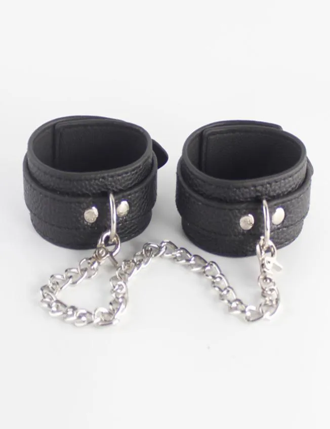 Manilles en cuir noir, manchettes de cheville, contraintes de bondage réglables, produits pour adultes, jeux sexuels pour couple, torture sexuelle, jouets BDSM Fetish4551666