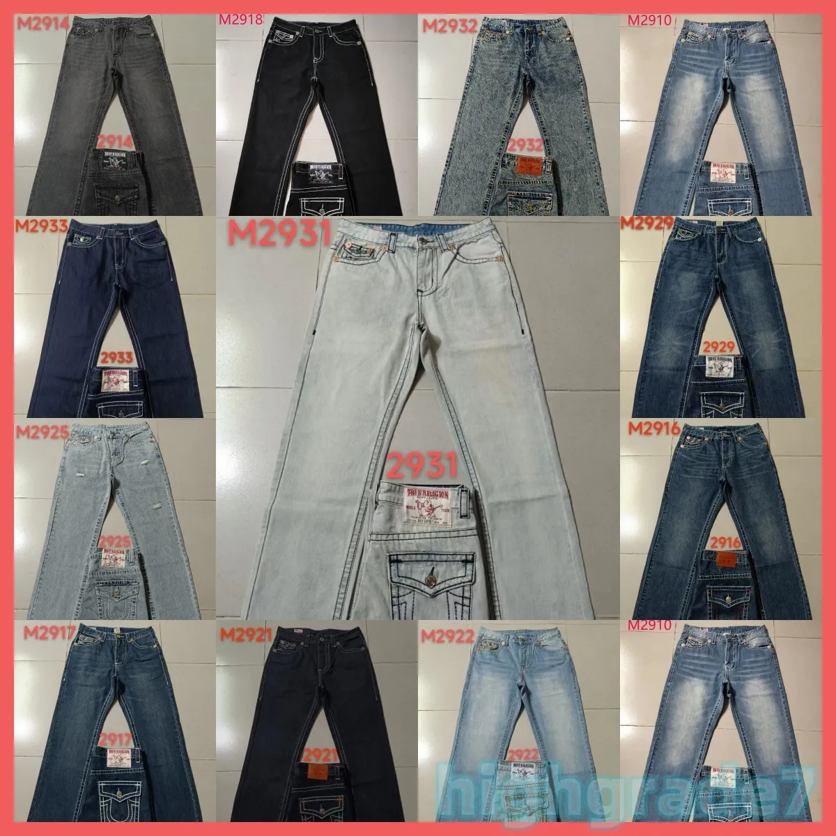 Heren True Jeans Man Paarse Jean Broek Designer Zwarte Skinny Stickers Lichte wassing Gescheurde motorfiets Rock Revival Joggers True Religions Mannen