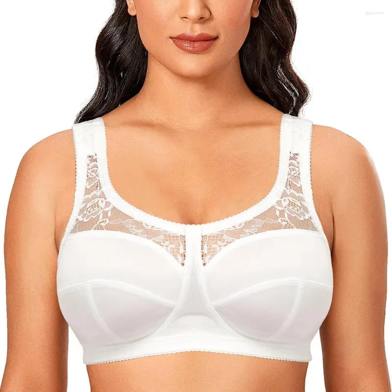 Bras Minimiser Bra For Women Sexy Lace Large Size Non Padding Wirefree Full Cup Plus Bralette Breathable Underwear BCDEFGH