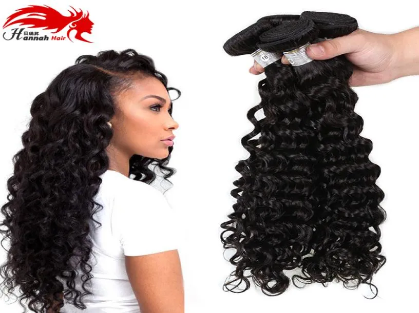 7A Hannah Products Virgin Hair Deep Wave Human Hair Bundles Weaves 100gpc Unprocessed Deep Curly Hair Extension6761044