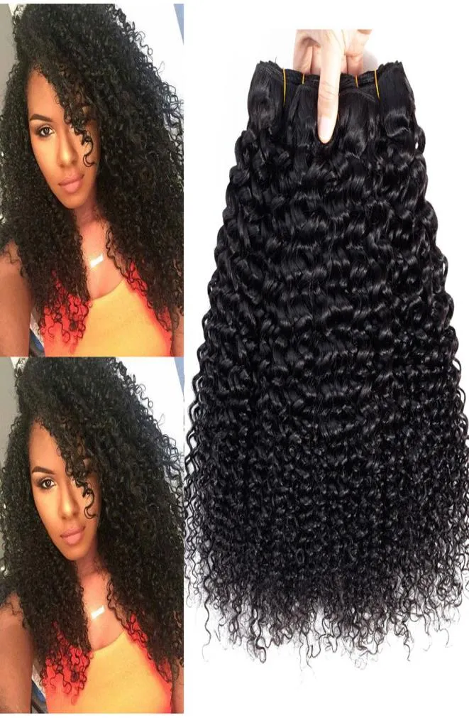 Brasileiro Kinky Curly Cabelo Humano Tecer 3 ou 4 Pacotes 10A Não Processado Peruano Malaio Indiano Profundo Encaracolado Virgem Cabelo Humano Exten2695029