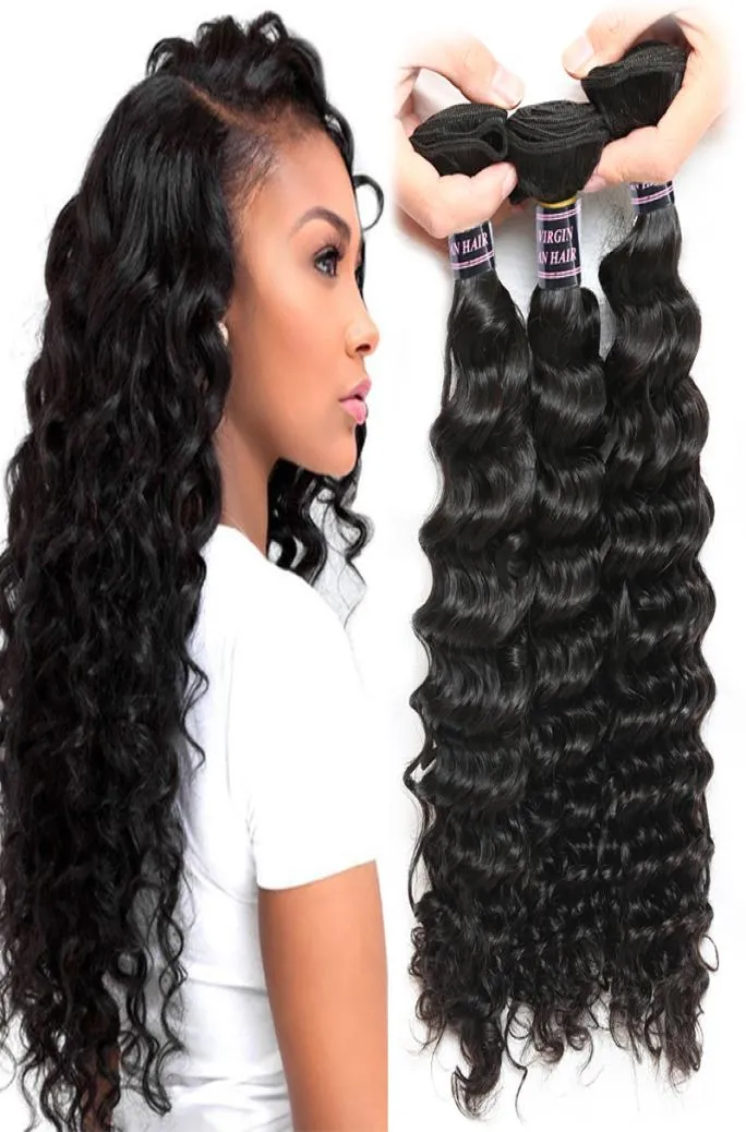 ISHOW Human Brasilian Virgin Hair Weave Deep Wave 3 Bunds Remy Hair Extensions for Women Girls All Ages Natural Color6647167