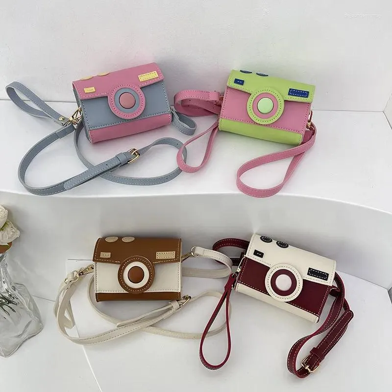 Cute Contrast Color Camera Shape Clutch for Women Versatile Mini Crossbody Bag
