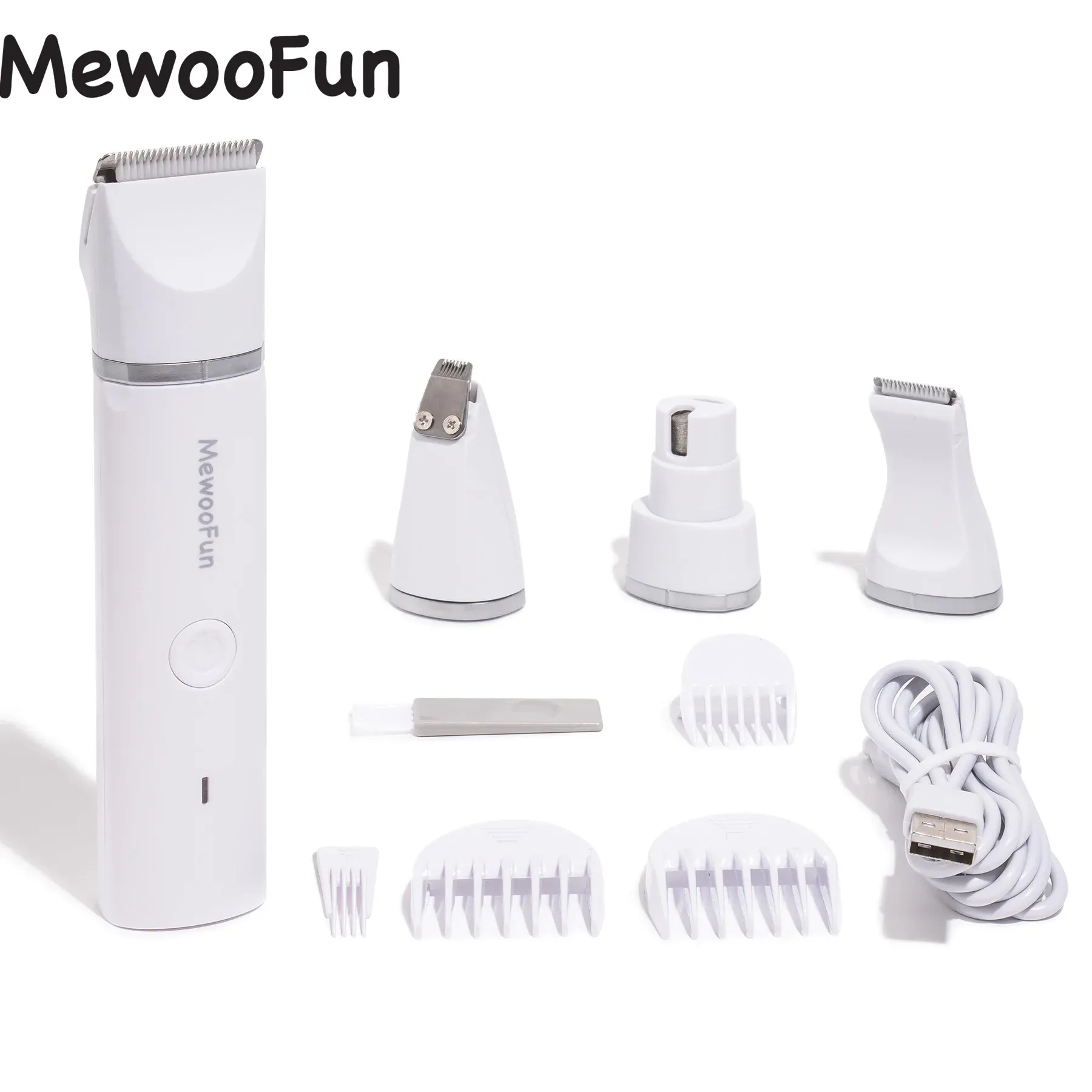 Trimmers MEWOOFUN 4 en 1 Pet Pet Electric Hair Trimmer avec 4 lames Grooming Clipper Nail Grinder Haip de recharge professionnelle pour chiens chat