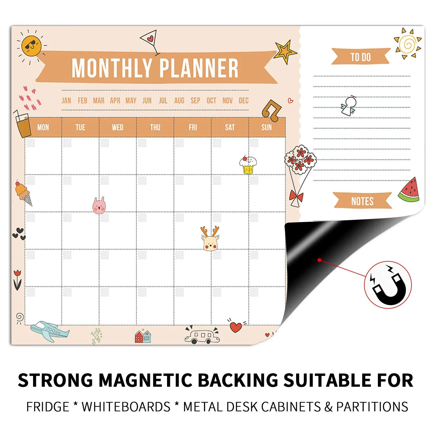 Magnetic Weekly Schedule Memo Easy to Erase Refrigerator Whiteboard Sticker Menu Childrens Drawing Board 4 Color Pen 1 Eraser 240227