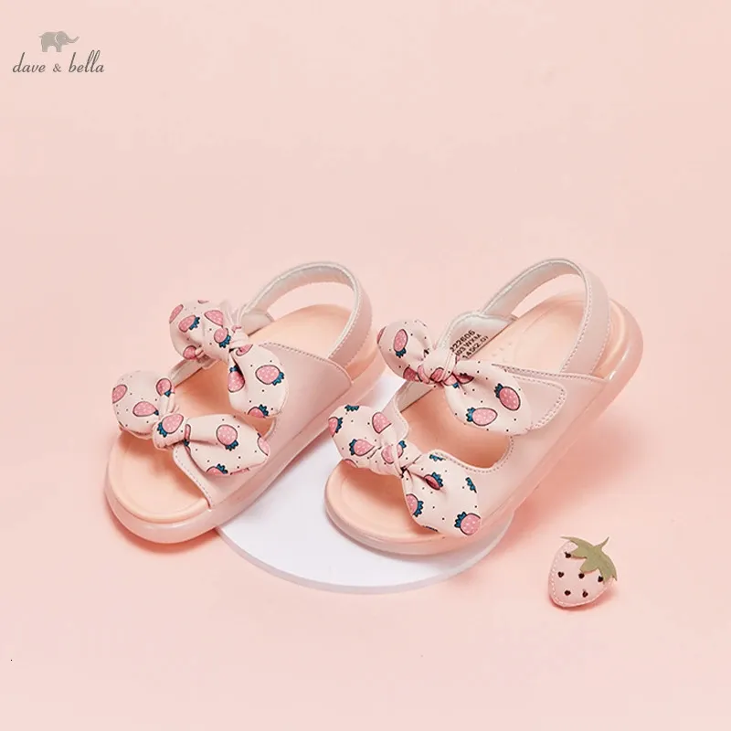 DB22222606 Dave Bella Summer Fashion Baby Girls Bow Aptliques Shoes Cute Children Girl Brand Shoes 240301