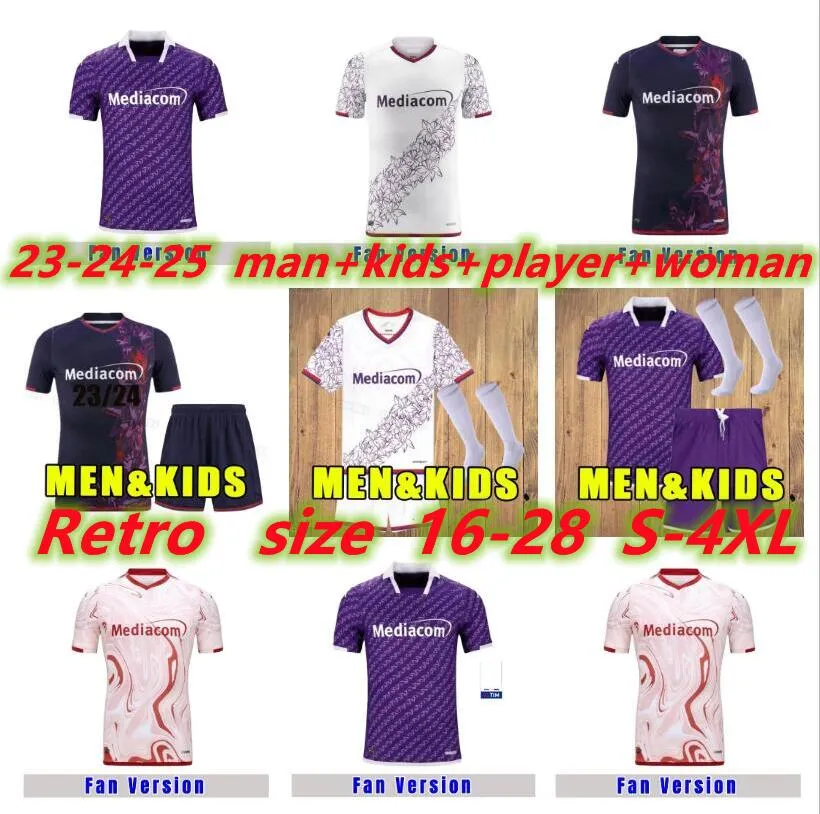 23 24 Fiorentina-Fußballtrikots J. IKONE 2023 2024 CASTROVILLI ERICK ACF JOVIC A. CABRAL Milenkovic Männer-Kinder-Kit C.Kouame SOTTIL Maglia de Florence-Fußballtrikot 3XL 4XL