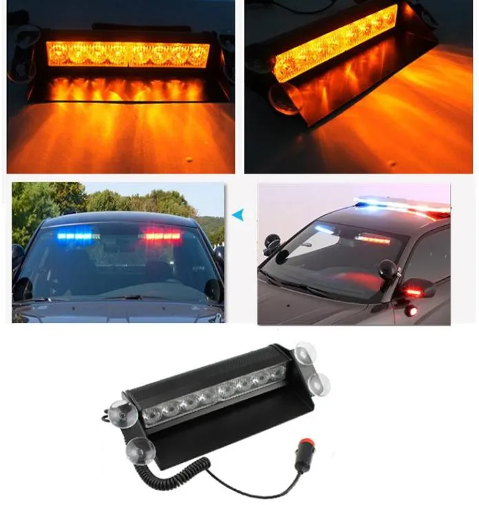 Car Truck Emergency Flasher Dash Strobe Warning Light Day Running Flash Led Police Lights 8 LEDs 3 Flashing Modes 12V7938017