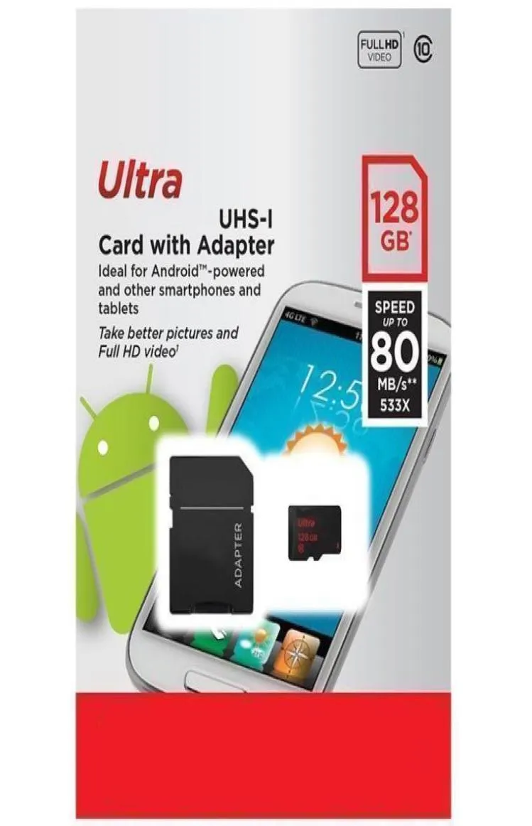 للهاتف Android 128GB 64GB 32GB 16GB الفئة 10 بطاقة الذاكرة ULTRA 256GB UHS1 U1 TF CARD5938015