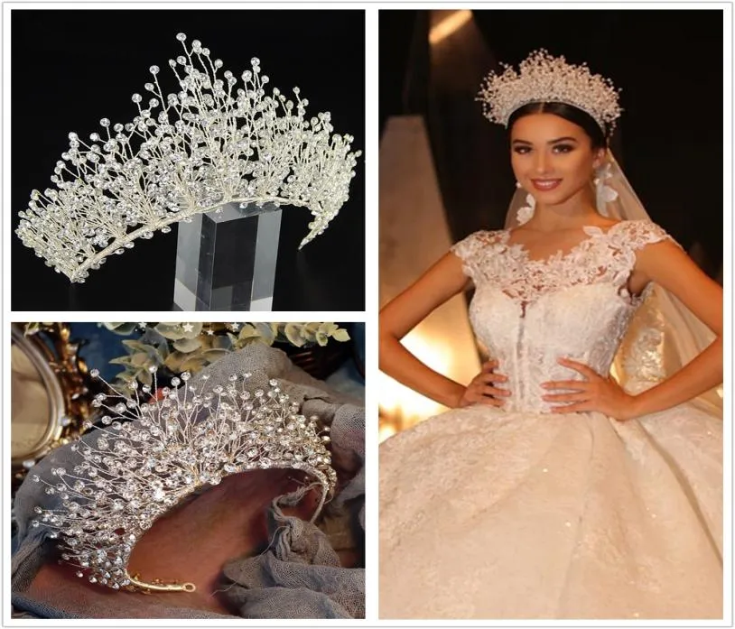 Discount Luxury Bridal Crowns Tiaras Headband Wedding Jeweleries birthday party princess Crown hair Decors jewels brides jewellrie3072101