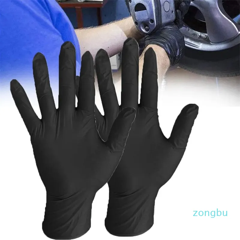 100Pcs Disposable Nitrile Gloves Anti Slip Mechanic Waterproof Latex