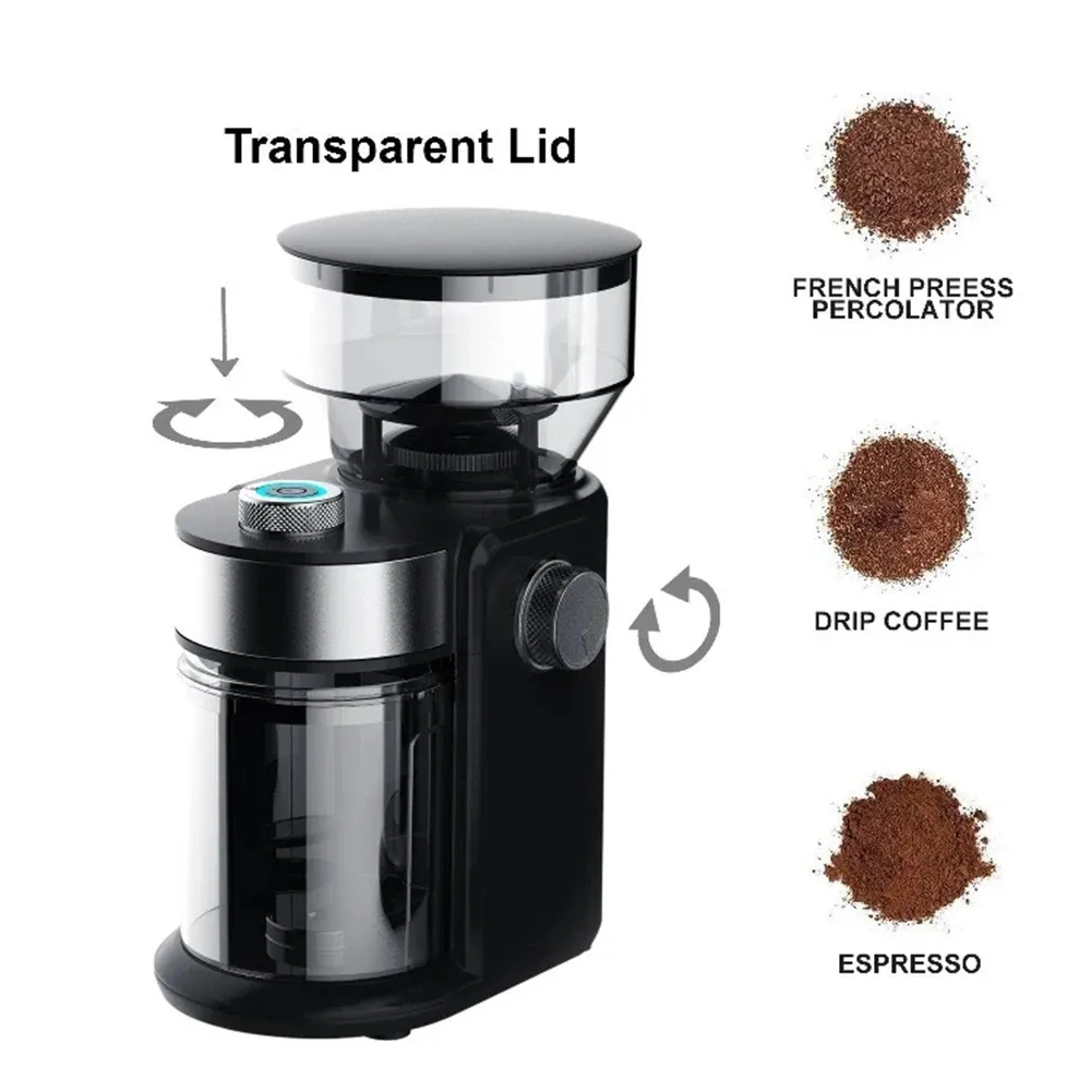 Tools Electric Coffee Grinder Burr Grinders Flat Wheel Coffee Grinding Machine Burr Mill 18 Levels Adjustable Thickness Coffee Grinder