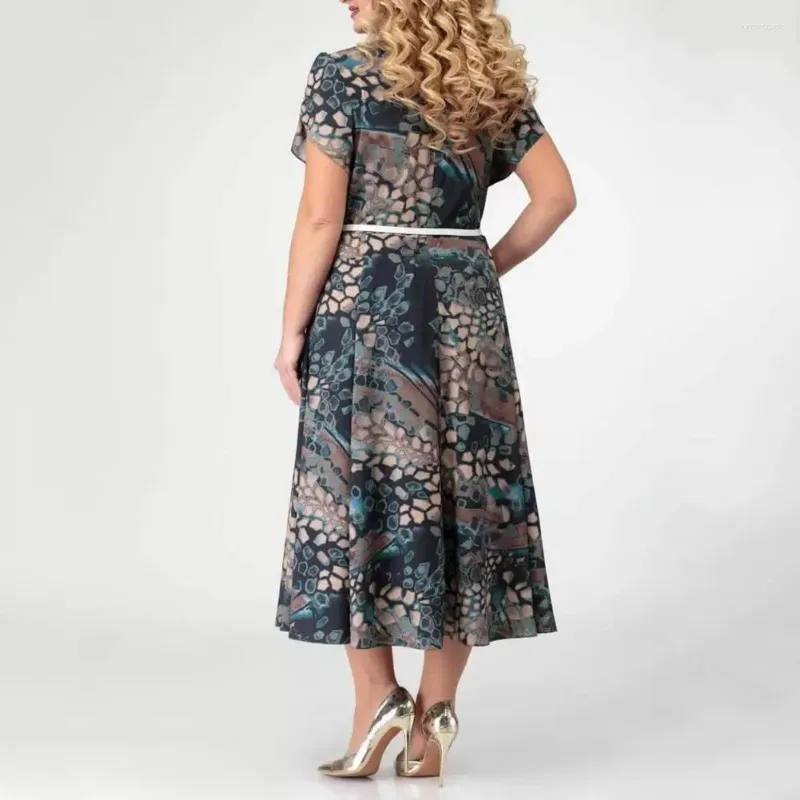 Повседневные платья, 2 шт./компл. Уникальный дизайн: комплект женских платьев из 2 предметов: элегантный свободный вырез с принтом.
