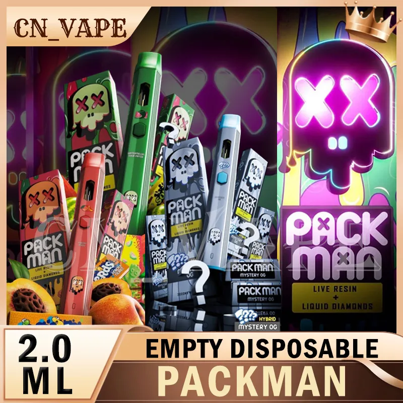 Packman Live Resin Wiederaufladbarer leerer Vape Pen 2,0 ml Pod 380 mAh wiederaufladbarer Akku Keine Flüssigkeit Vapes Pen 10k Puff