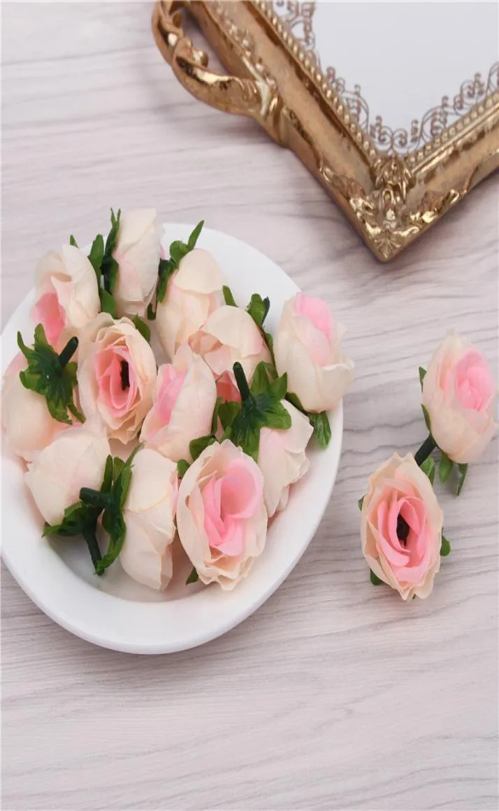 100pcslot Artificial Flowers Heads Pink Artificial Rose Bud Artificial Flowers For Wedding Decorations Christmas Party Silk Flowe6744476