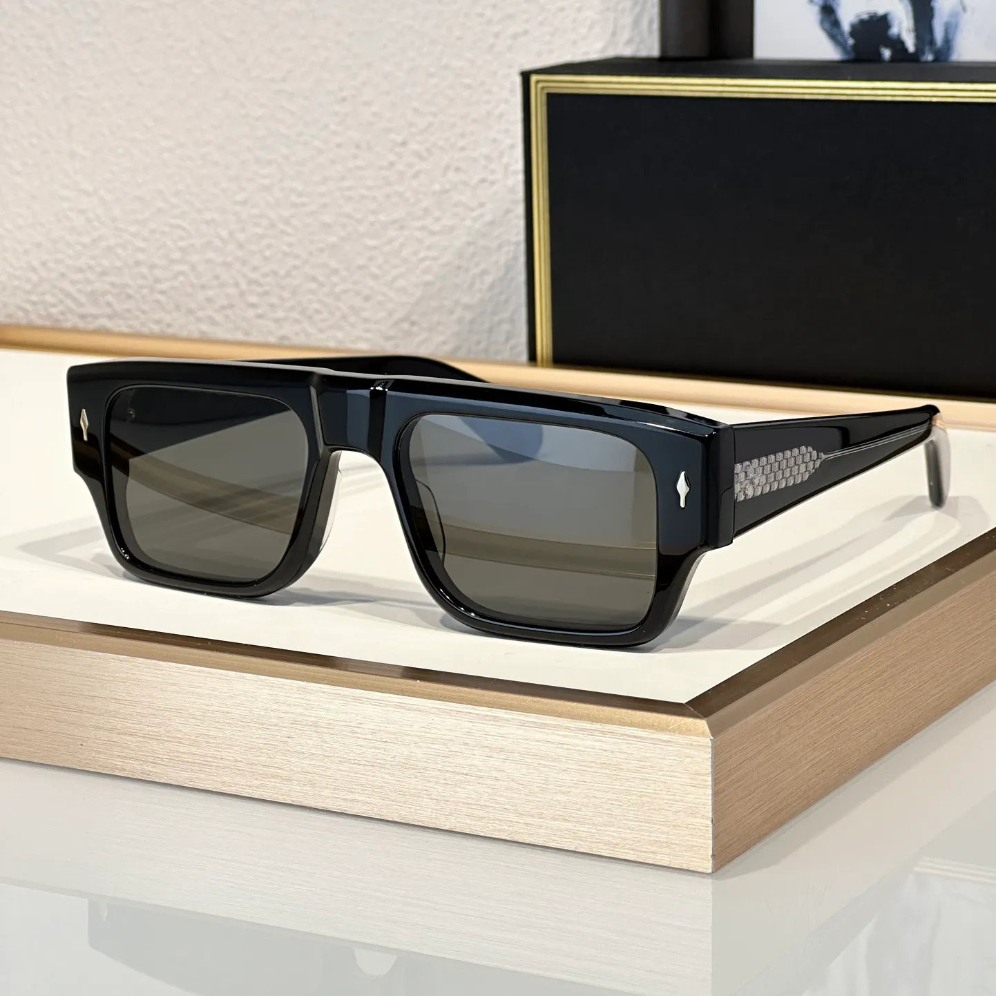 Rock-Designer-Sonnenbrille für Männer und Frauen DEVOTO Sommermode stilvoller High-Street-Stil Anti-Ultraviolett-Retro-Platte quadratischer Acetatrahmen Brille zufällige Box