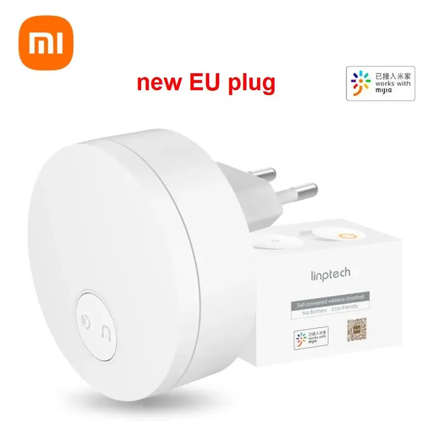 Controle EU-stekker xiaomi Linptech WIFI Zelfstroomgenererende draadloze deurbel Werk Mijia APP Smart Control Geheugenfunctie AC 110240V