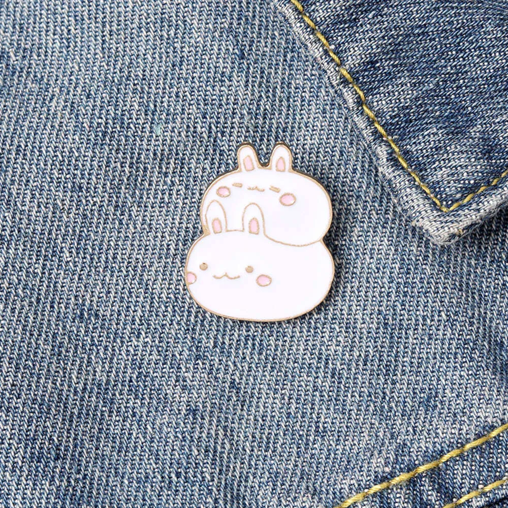 Korean Version Little Brooch Student Cute Cartoon White Rabbit Anti Light Pin Cowboy Badge