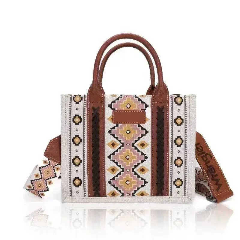 Kvällspåsar Kvinnor Handväska Western Wallet Womens Shoulder Bag Bohemian Aztec axelväska shopping handväska stor kapacitet resväska J240301