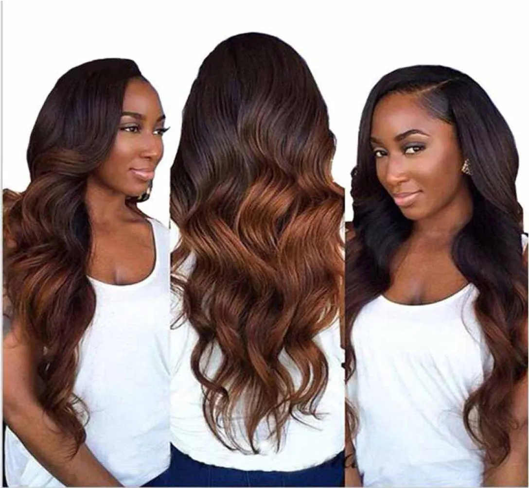 PreColored Ombre Malaysian Two Tone Human Hair Bundles 430 Mörkbrun färgade malaysiska jungfruliga Human Hair Weave Extensions5510215