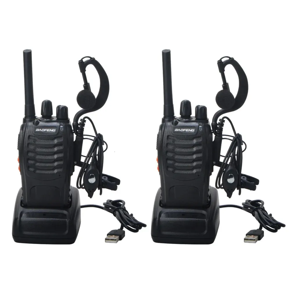 2pcs Baofeng Walkie Talkie BF88E PMR 05W 16CH UHF 4460062544619375MHz 125KHz Channel Separation with USB Charger Headset 240229