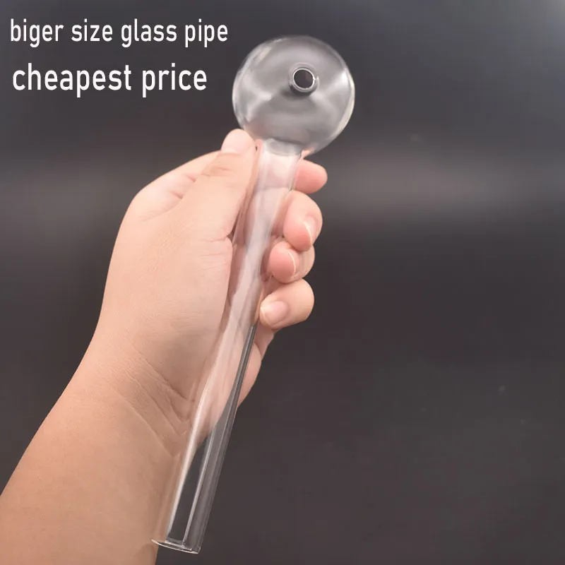 Varmförsäljning av XXL -storlek Glasoljebrännare Pipe 200mm 8inch Lenght 50mm Boll Handrökning Vatten Rör Tjock Pyrex Tobaksked Oil Nagelrör Bästa recensioner