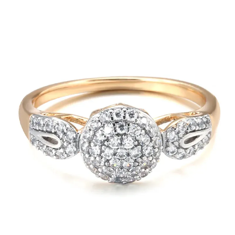 Bague de mariage de luxe pour femmes élégante véritable or Rose 18 carats bijoux originaux cristaux autrichiens cadeau anillos de para mujer oro 18 k 240227