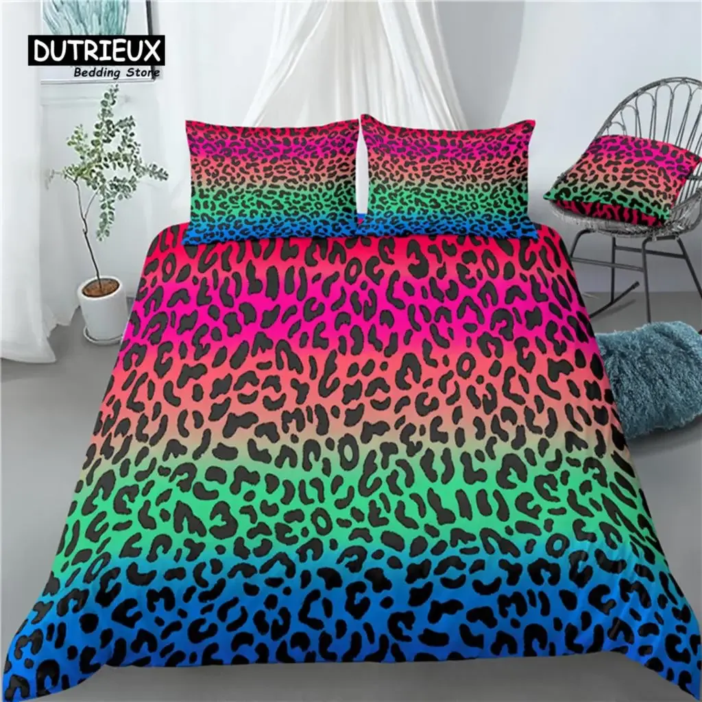 Set Home Living Living Luxury 3D Leopard Print 2/3pcs comodi set di letti per letti per cuscine