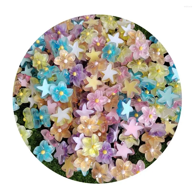 Dekorativa blommor 30mm Luminous Harts Frangipani Plumeria Flat Back Cabochon Diy Scrapbook Telefondekor Hantverk Hår örhänge