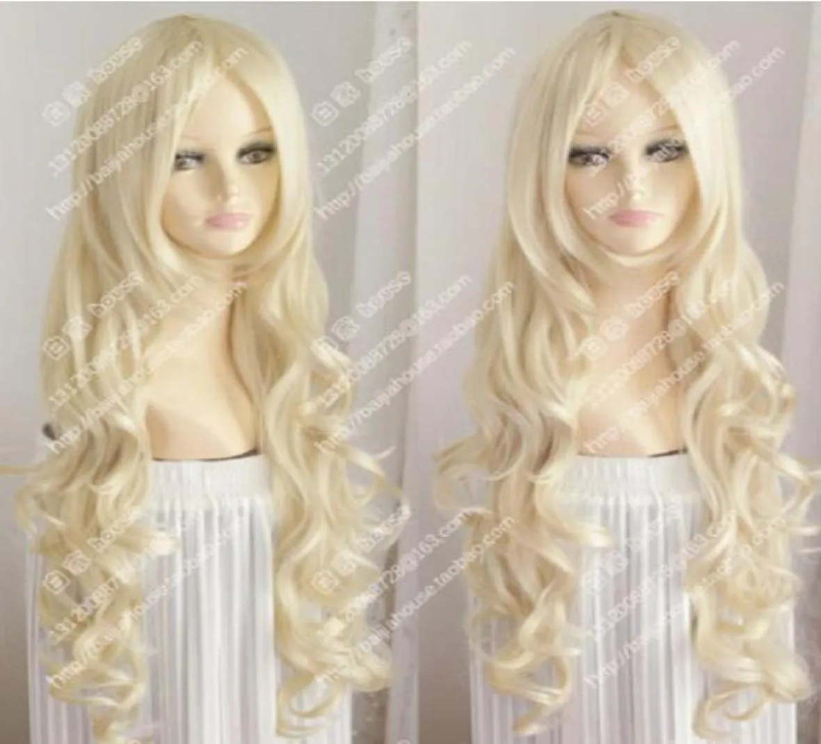 nouvelle perruque platine blonde cheveux longs ondulés bouclés Europe et la fille rurale wigs1551260