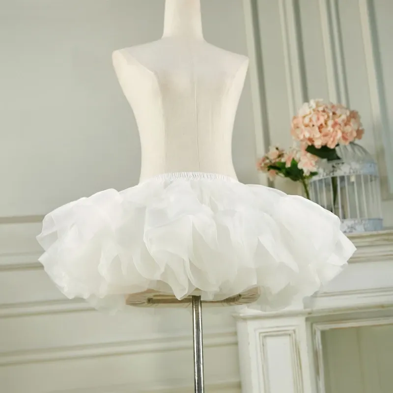 skirt White Slip Lolita Short Puffy Style Skirts for Women Fluffy Petticoat Mini Under Skirt Shorts No Hoop Crinoline