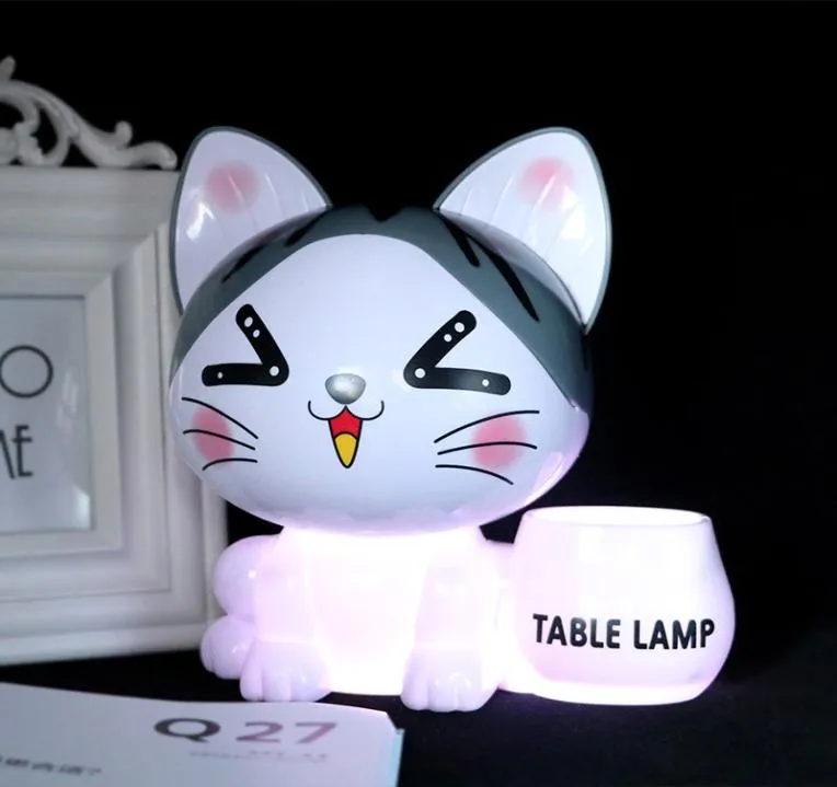 BRELONG led creativo gatto salvadanaio lampada da tavolo dormitorio per studenti bambini039s luce notturna ricarica USB lampada pieghevole1332082