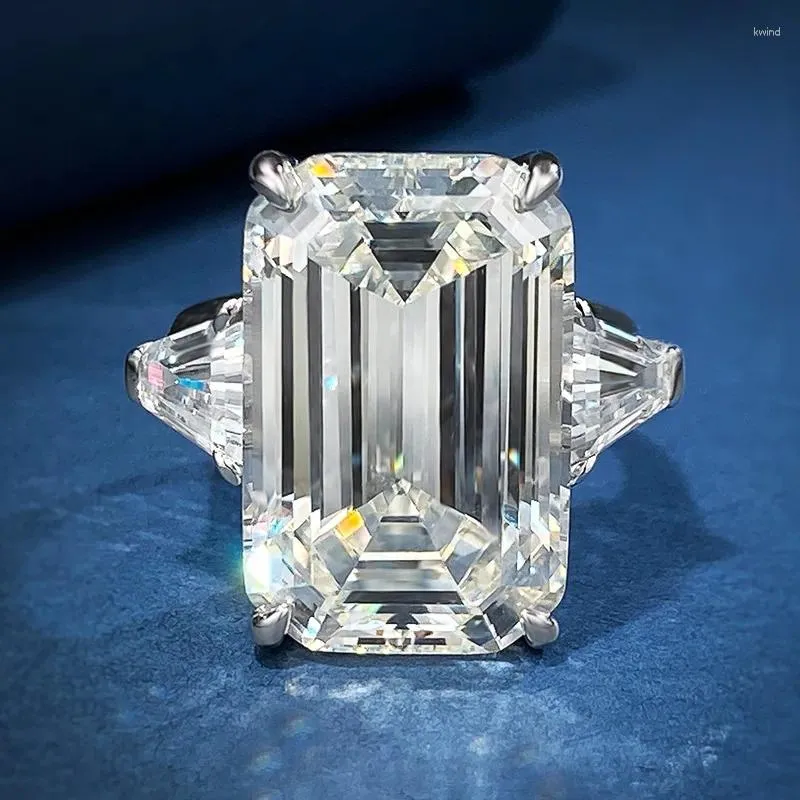 Anéis de cluster 925 prata 30ct diamante de alto carbono 13/20 branco g anel de cor luxo estilo europeu e americano atacado
