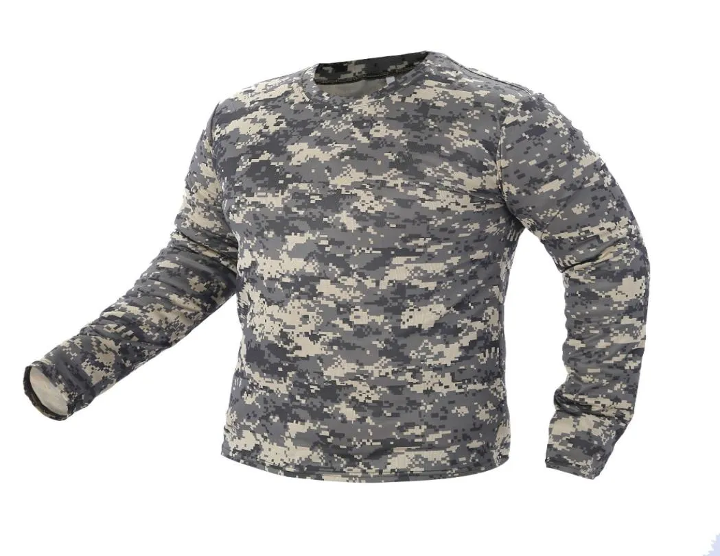 2018 New Tactical Camouflage T Shirt Male Breathable Quick Dry US Army Combat Full Sleeve Outwear Tshirt for Men6655873
