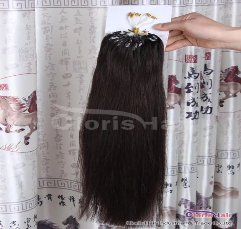 1622quot 2 mais escuro marrom silicone micro ringloops remy extensões de cabelo humano micro linkbeads cabelo indiano sedoso em linha reta 50g 9141293