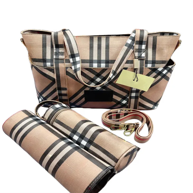 2024 Designer Diaper Bags Canvas PU Leather Baby Travel Bag Multi Function Waterproof Maternity Handbag