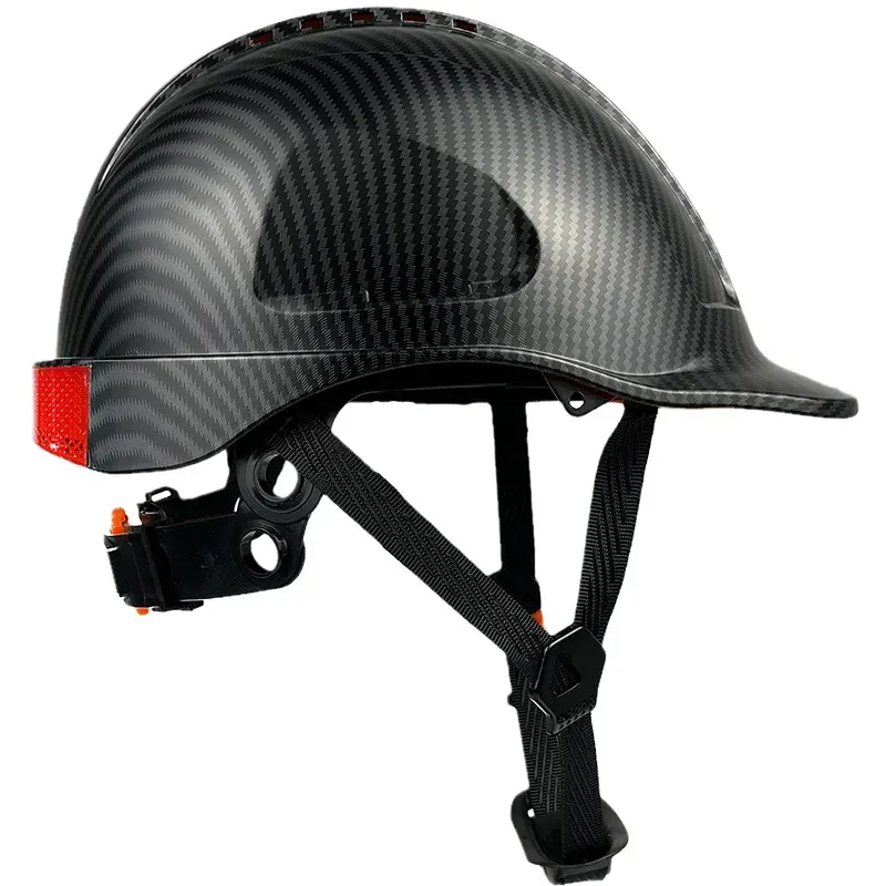 Casque de sécurité de travail de couleur en Fiber de carbone, avec réflecteurs, Protection de la tête industrielle Abs, casque de sécurité de construction, norme Ce EN397