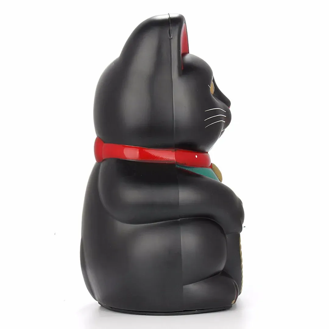 Black 12.5cm Feng Shui Beckoning Cat Wealth Fortune Lucky Waving Kitty Decor