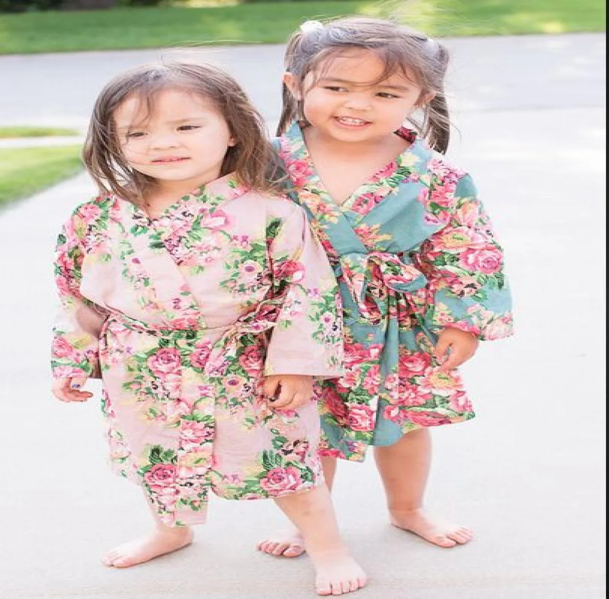 Barn bomullsblommor kimono robe badrock blomma barn nattklänning för spa fest bröllop födelsedag7456254