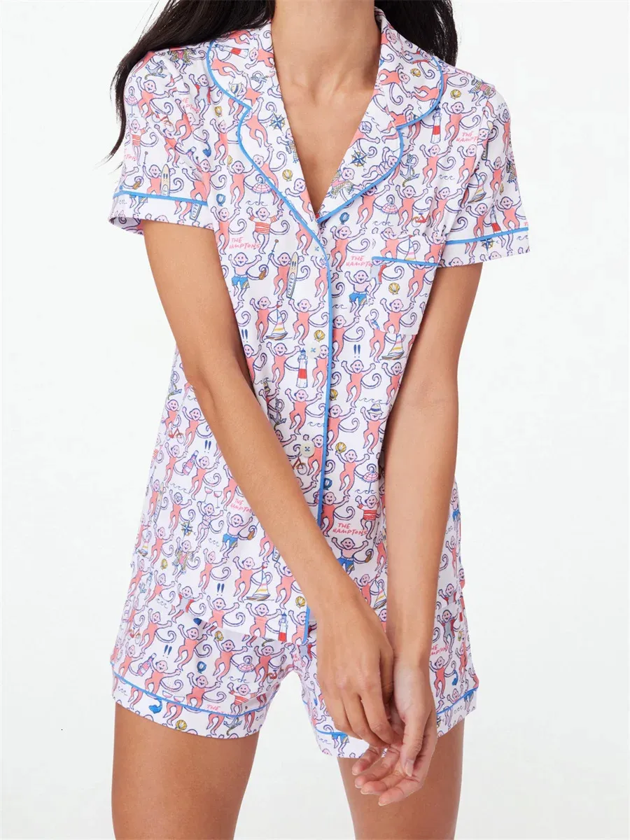 Cute Roller Rabbit Womens Pajama Set With Y2K Monkey Print