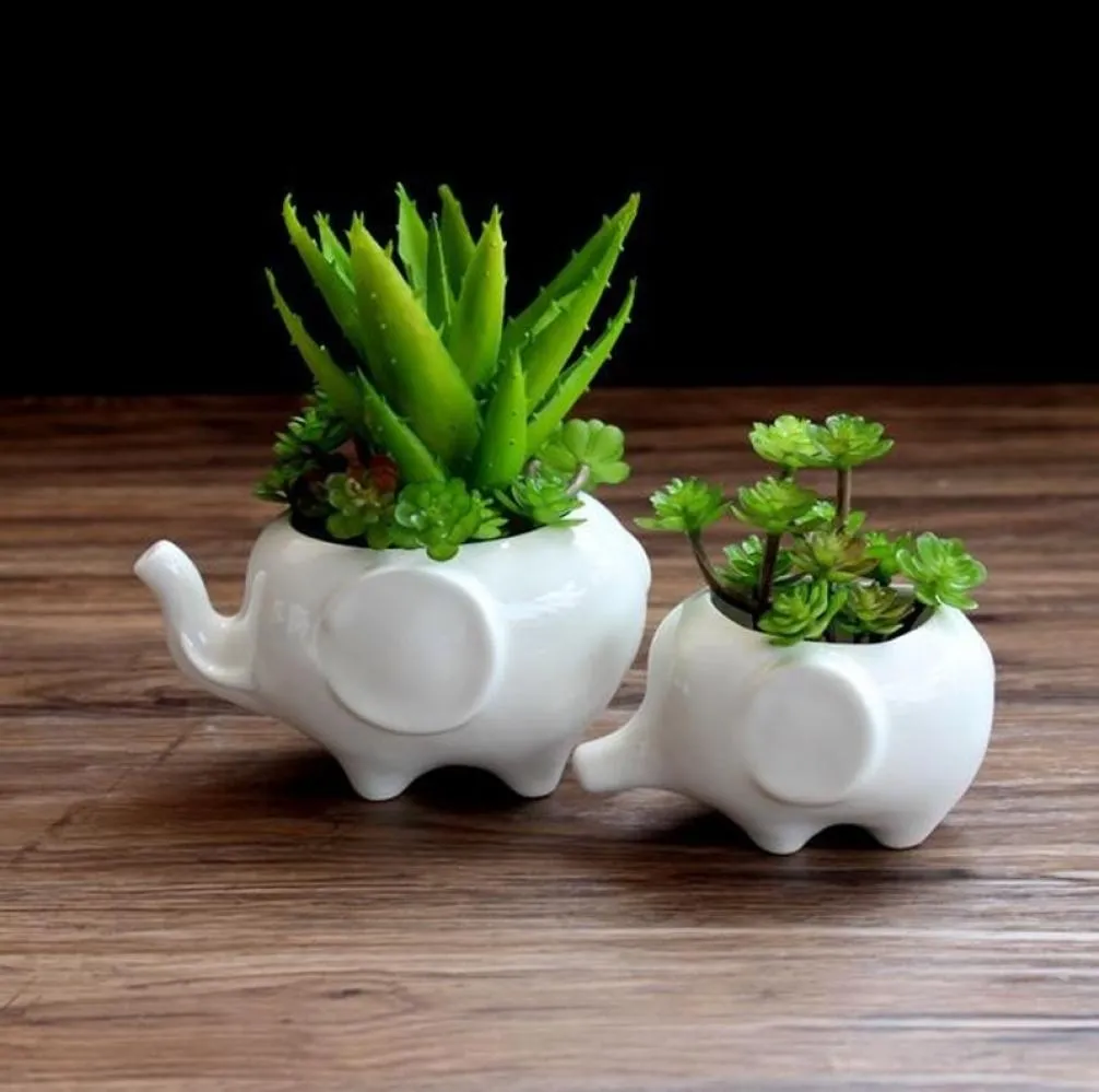 Accueil Pot de fleur jardinières éléphant blanc pote de vidro en céramique pour pots de jardin fleur vasi macetas pot cadeau 7191191