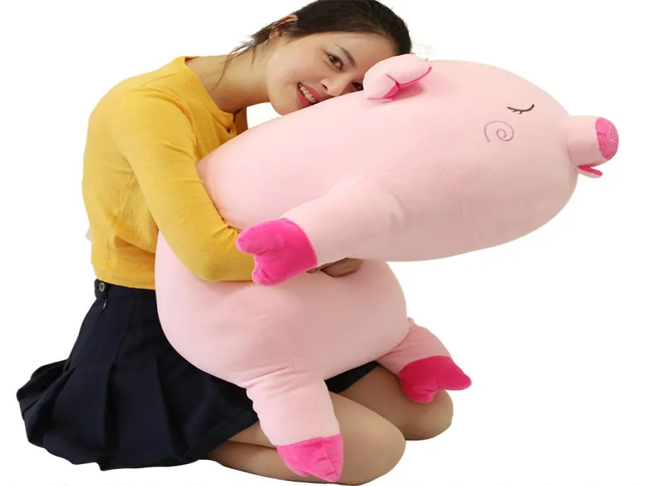 Dorimytrader Kawaii rose cochon en peluche grand doux dessin animé gros cochon peluche poupée animaux oreiller pour fille cadeau 80 cm 100 cm DY502499899830