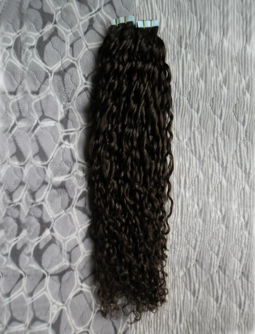 Nastro di trama della pelle dei capelli ricci crespi mongoli Nastro da 100 g nelle estensioni dei capelli umani Remy 40 pezzi 16quot18quot20quot22quot1463683