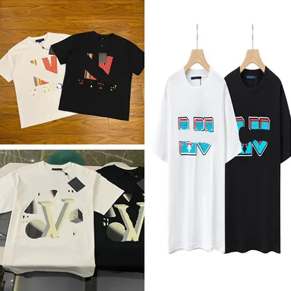 Tasarımcı Erkek T Shirt Unisex Kadın Çift Moda Gevşek Pamuk Kısa Kollu Mektuplar Baskılı T-Shirt Hip Hop Street Giyim Tshirt Sıradan Üst Tees Siz V1